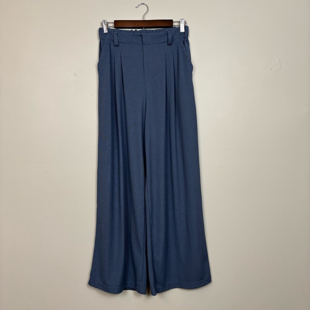 Halara Pants Womens Small Blue Palazzo High Waisted Pocket Wide‎ Leg Flowy Solid